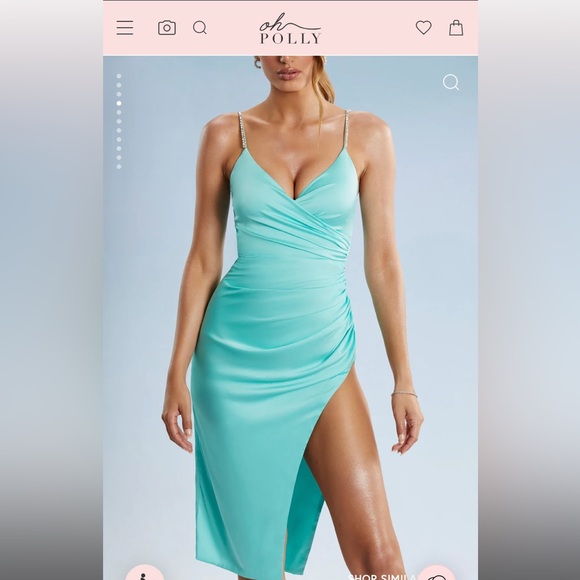 Oh Polly Farrah Wrap MIDI Dress in aqua - Picture 4 of 5